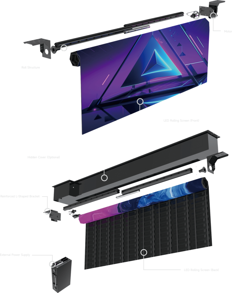 135” Rollable LED Display – Motorized Flexible LED Wall