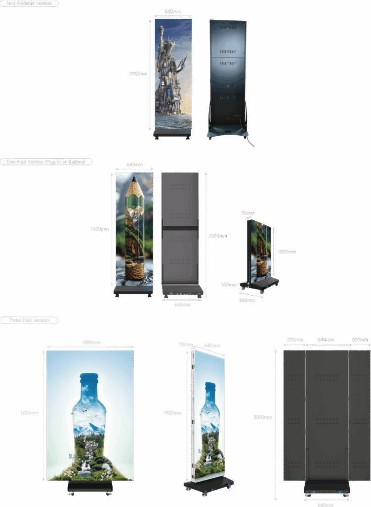 Triple-Fold LED Poster Screen – Foldable & Portable