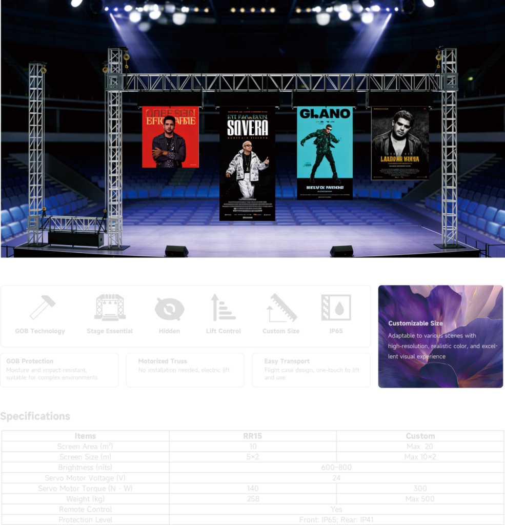 135” Rollable LED Display – Motorized Flexible LED Wall